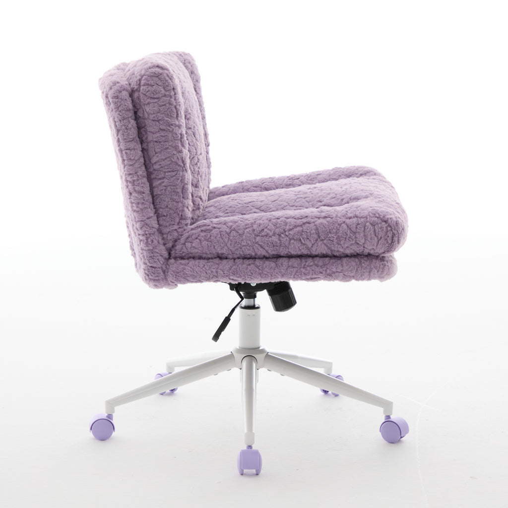 W26.4 inch Wider seat Office Chair,Artificial rabbit hair Home Office Chair with Metal Base,Adjustable Desk Chair Swivel Offi