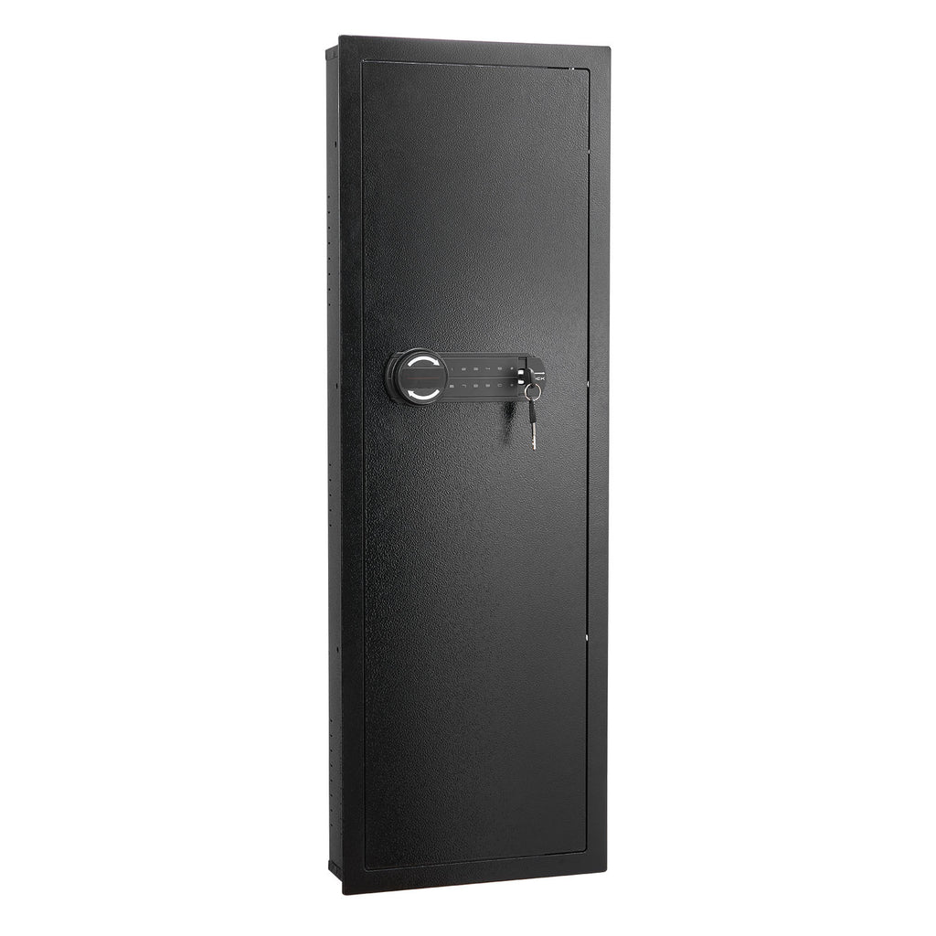 Wall Safe, 4-Tier Hidden Wall Mounted Gun Safe with Password & Key, Q235 Cold-Rolled Steel In-Wall Box with LED Lighting, 3 A