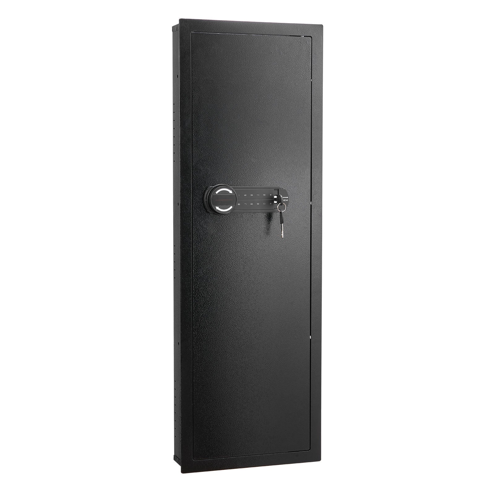 Wall Safe, 4-Tier Hidden Wall Mounted Gun Safe with Password & Key, Q235 Cold-Rolled Steel In-Wall Box with LED Lighting, 3 A