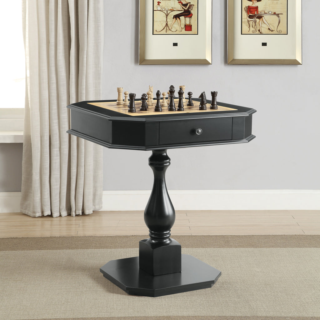 Bishop Black Finish Game Table (Game Board reversible, Chess Figure not included) - Grand Goldman