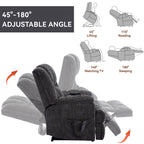 Dual Motor Heat Massage Infinite Position Up to 350 LBS Electric Power Lift Recliners with Power-Remote, Medium-firm and Heavy Duty, Grey - Grand Goldman Shop