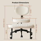 Ergonomic Cross-Legged Office Chair with Back Support, Cream Velvet Multi-Position Desk Chair for Adults, White - Grand Goldm