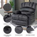 Large Manual Recliner Chair in Fabric for Living Room, Grey - Grand Goldman Shop