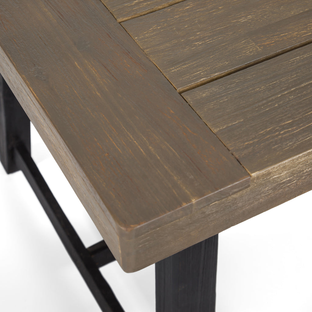 Cloud Outdoor Bench with Acacia Wood Frame and Slat Panel Design, Set of 2,Sandblast Grey and Black - Grand Goldman Shop