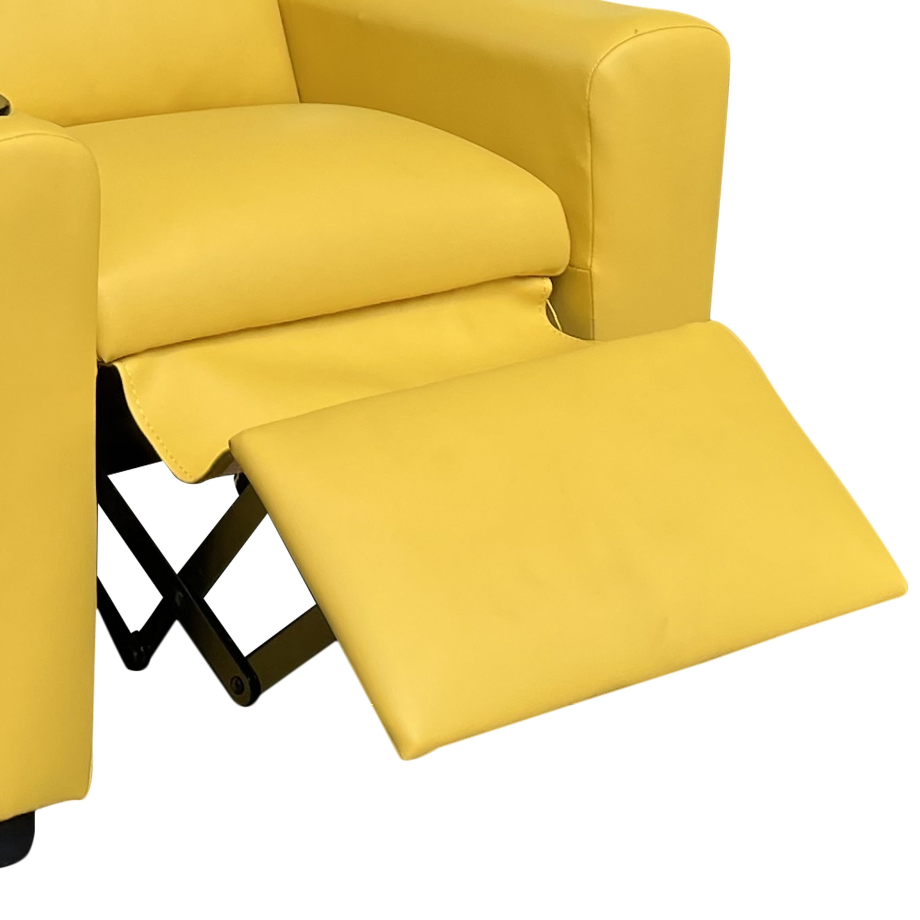 Carisa 23'W Yellow PU Leather Kids Recliner Chair with Cupholder - Grand Goldman