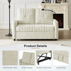 Modern 53.9' Loveseat Pull-out Sofa Bed with Adjustable Backrest, Cup Holders, Charging Ports & Side Storage in Beige Chenille - Grand Goldman Shop