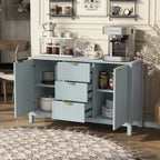 U_STYLE Sideboard with Wave Design - 3 Adjustable Shelves, 3 Drawers & Soft-Close Doors, Storage Console Table with Metal Handles, Suitable for Study, Hallway and Living Room, 3 Colors - Grand Goldman Shop