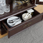 Glass Cabinet Lighted Glass Cabinet Curio Display Cabinet with Adjustable Glass Shelves 2 Doors and 1 drawer Cabinet Bulb Included Cherry - Grand Goldman Shop