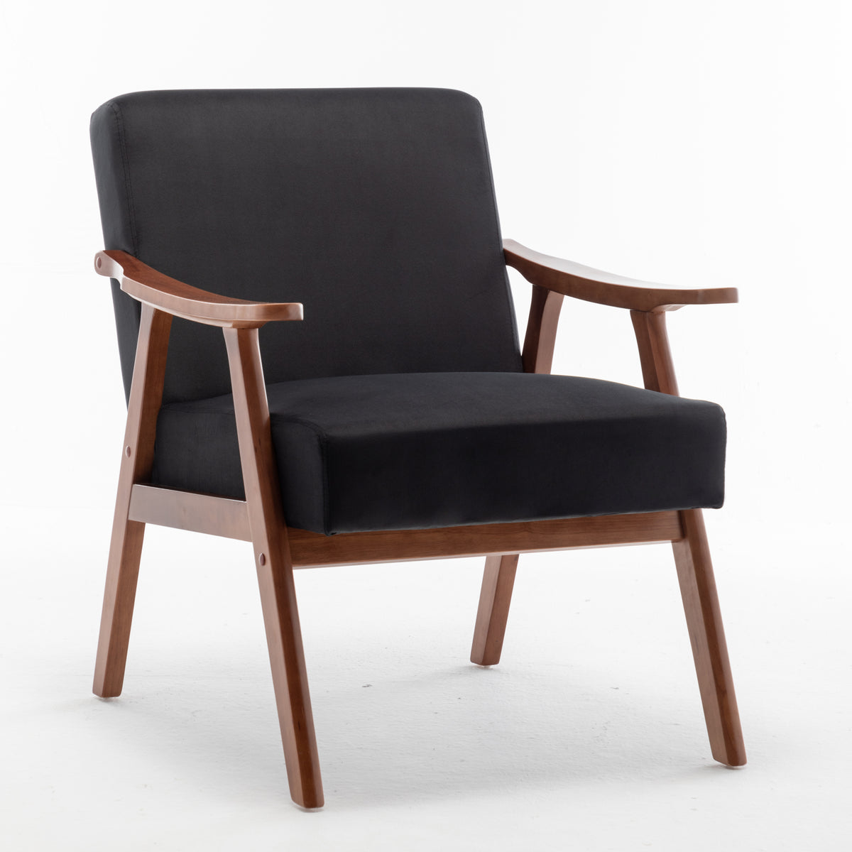 Mid-Century Modern Wingback Accent Chair with Solid Wood Frame and Extra-Thick Backrest – Lounge Chair for Living Room, Bedroom, or Reading Room - Grand Goldman Shop