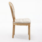 French Style Solid Wood Frame Antique Painting,Hand-pulled buckle decoration Velvet artificial leather Dining Chair with Nailhead Trim ,Wood Legs,Steel Spring inner,Set of 2,Beige,SW1739BG - Grand Goldman Shop