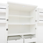 [Assembly Video Provided] TOPMAX 35.5x17.6x70.9inch Freestanding Kitchen Pantry Cabinet, Tall Storage Cabinet with 4 Doors, 2 Door Shelves, 8 Pull-out Trays and Adjustable Shelf for Dining Room, White - Grand Goldman Shop