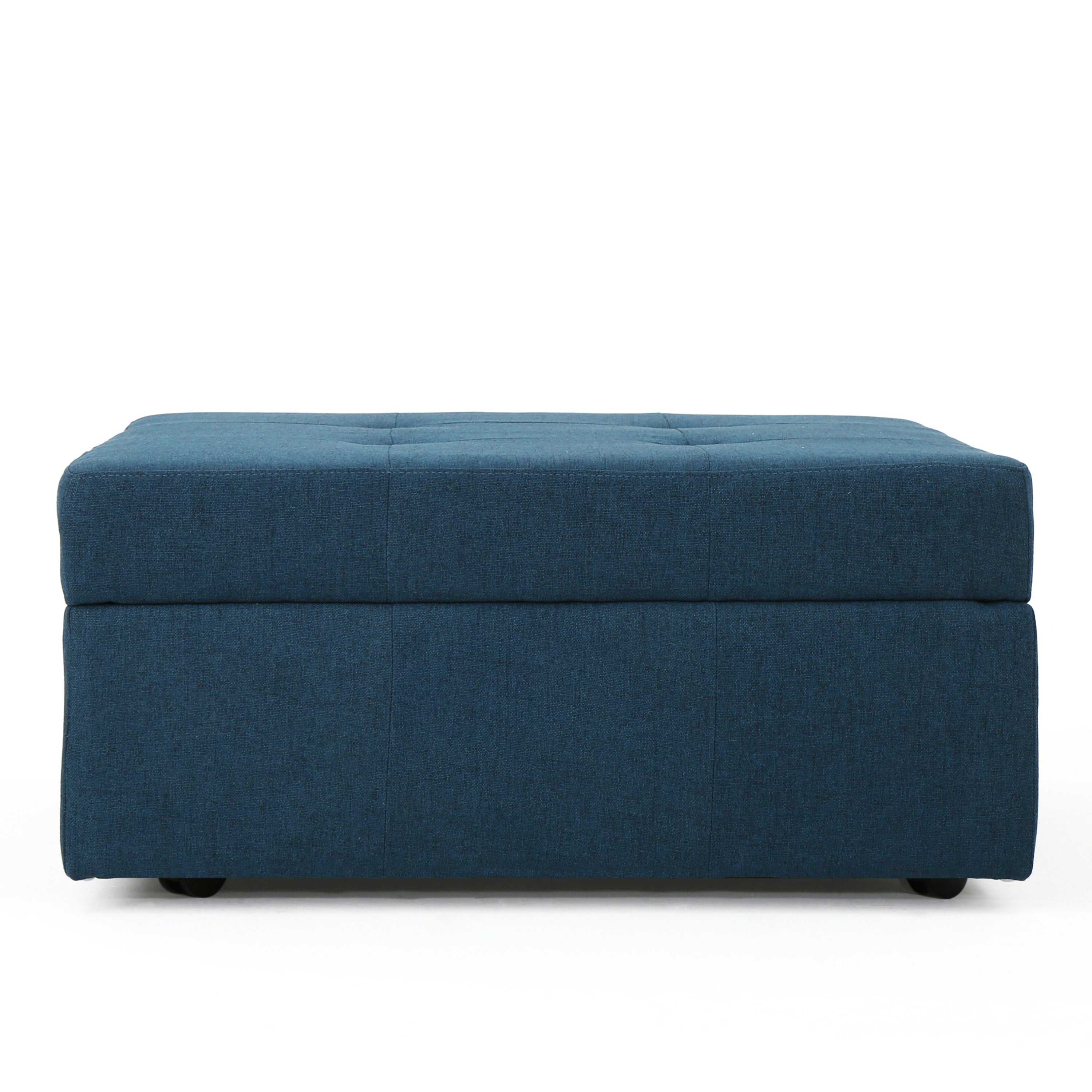 Flip-Top Ottoman with Tufted Waffle Stitch and Rolling Casters, Navy Blue - Grand Goldman Shop
