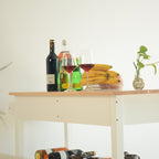 Kitchen Island & Kitchen Cart, Rubber Wood Top, Mobile Kitchen Island with Two Lockable Wheels, Simple Design for Easy Storing and Fetching, Two Drawers Give Unique Storage for Special Utensil. - Grand Goldman Shop