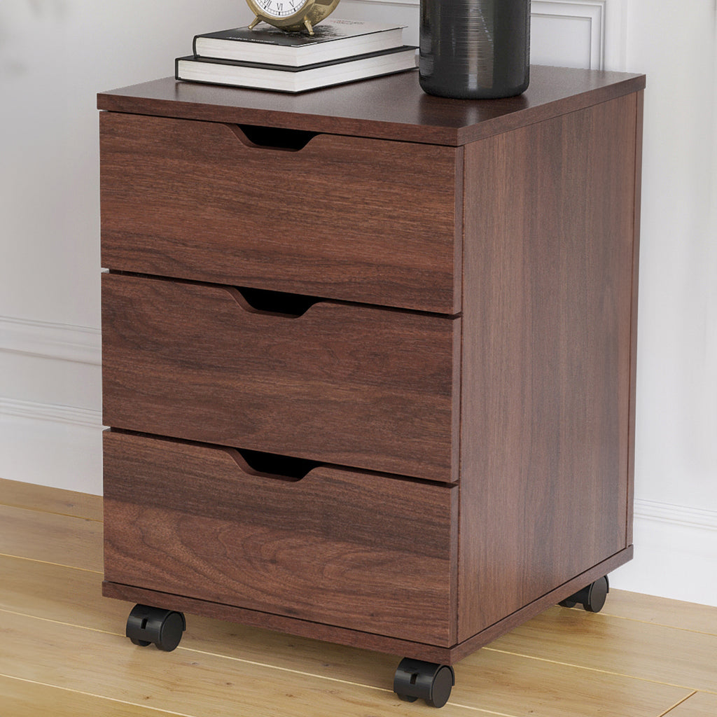 3-Drawer Vertical Filing Cabinet Rolling Wood Mobile File Cabinets Under Desk for Home Office with Casters (Non-Assembled) - 