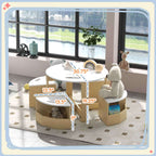 Qaba Kids Table and Chairs Set, 5 Piece Toddler Table and Chairs Set with Storage for Art, Craft, Drawing, Playroom, Classroo