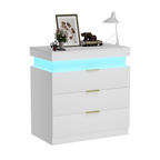 Nightstand with Charging Station and LED Lights,Night Stand with Sliding Top for Bedroom,Bedside Table with Drawers,Modern End Side Table,White.28.8''W x 17''D x 30.5''H. - Grand Goldman Shop