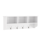 White Entryway Wall Mounted Coat Rack with 4 Dual Hooks Living Room Wooden Storage Shelf - Grand Goldman Shop