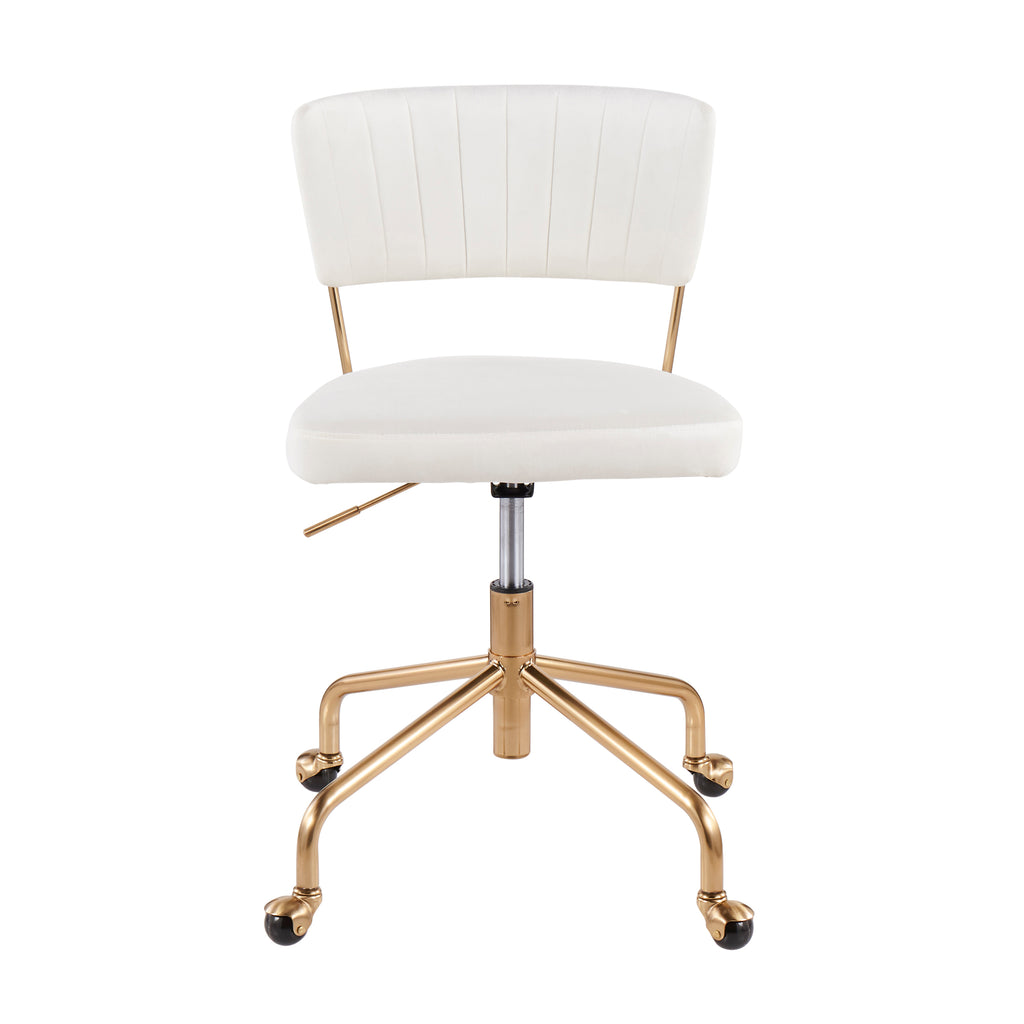 Contemporary Task Chair in Gold Metal and Cream Velvet | Premium Home Decor - Grand Goldman