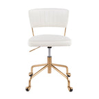 Contemporary Task Chair in Gold Metal and Cream Velvet | Premium Home Decor - Grand Goldman