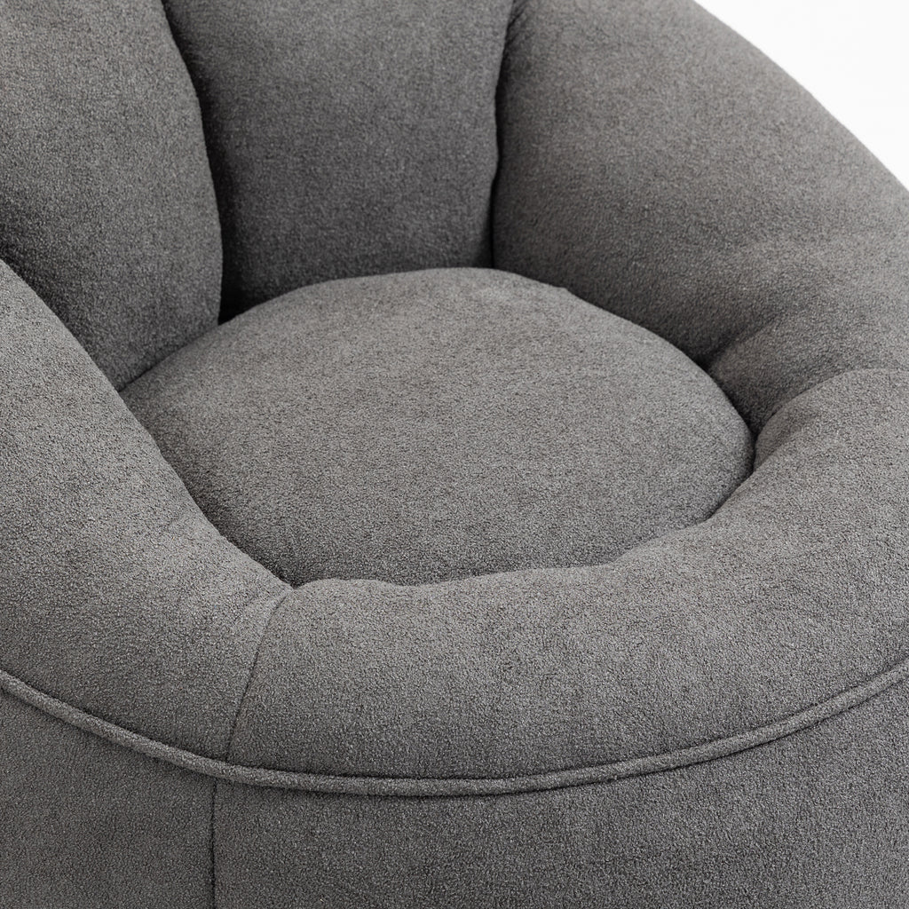 Bedding Bean Bag Sofa Chair with High-Pressure Foam and Footrest, Grey Microfiber - Grand Goldman Shop