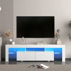High gloss TV Stand with LED Lights for TVs up to 65'', Modern TV Console with Storage Cabinets for Living Room - Grand Goldman Shop