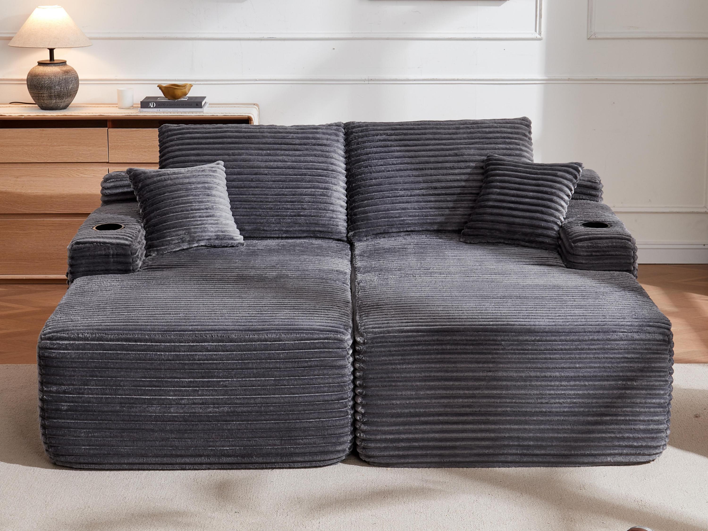 69'Cloud Sectional Couch, L-Shape Chaise with R-Shape Chaise with Deep Seat and Comfortable 2 Seater Couch for Modern Living Room,(Plush Fabric),Grey - Grand Goldman Shop