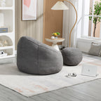 Bedding Bean Bag Sofa Chair with High-Pressure Foam and Footrest, Grey Microfiber - Grand Goldman Shop