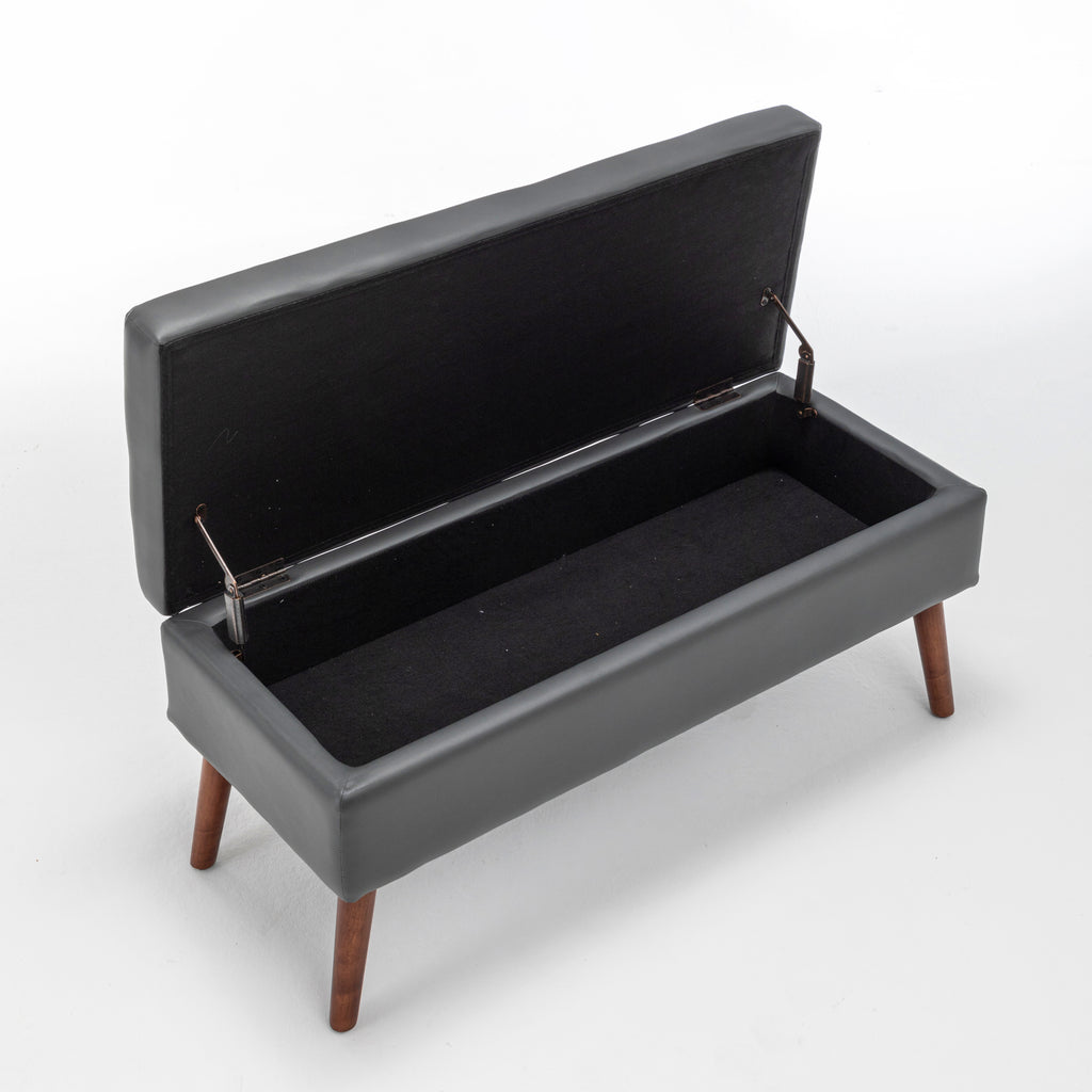 Storage Bench with Storage Bench for Bedroom End of Bed Bench Foot of Bed Bench Entryway Bench Storage Ottoman Bench 43.3' W x 17.7' Dark Grey Leather Bench - Grand Goldman Shop