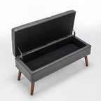 Storage Bench with Storage Bench for Bedroom End of Bed Bench Foot of Bed Bench Entryway Bench Storage Ottoman Bench 43.3' W x 17.7' Dark Grey Leather Bench - Grand Goldman Shop