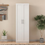 High wardrobe and kitchen cabinet with 2 doors and 3 partitions to separate 4 storage spaces, White - Grand Goldman Shop