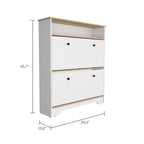 Shoe Rack Dublin, One Open Shelf, Two Extendable Cabinets, Light Oak / White Finish - Grand Goldman Shop