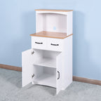 Wooden Kitchen Cabinet White Pantry Storage Microwave Cabinet with Storage Drawer - Grand Goldman Shop