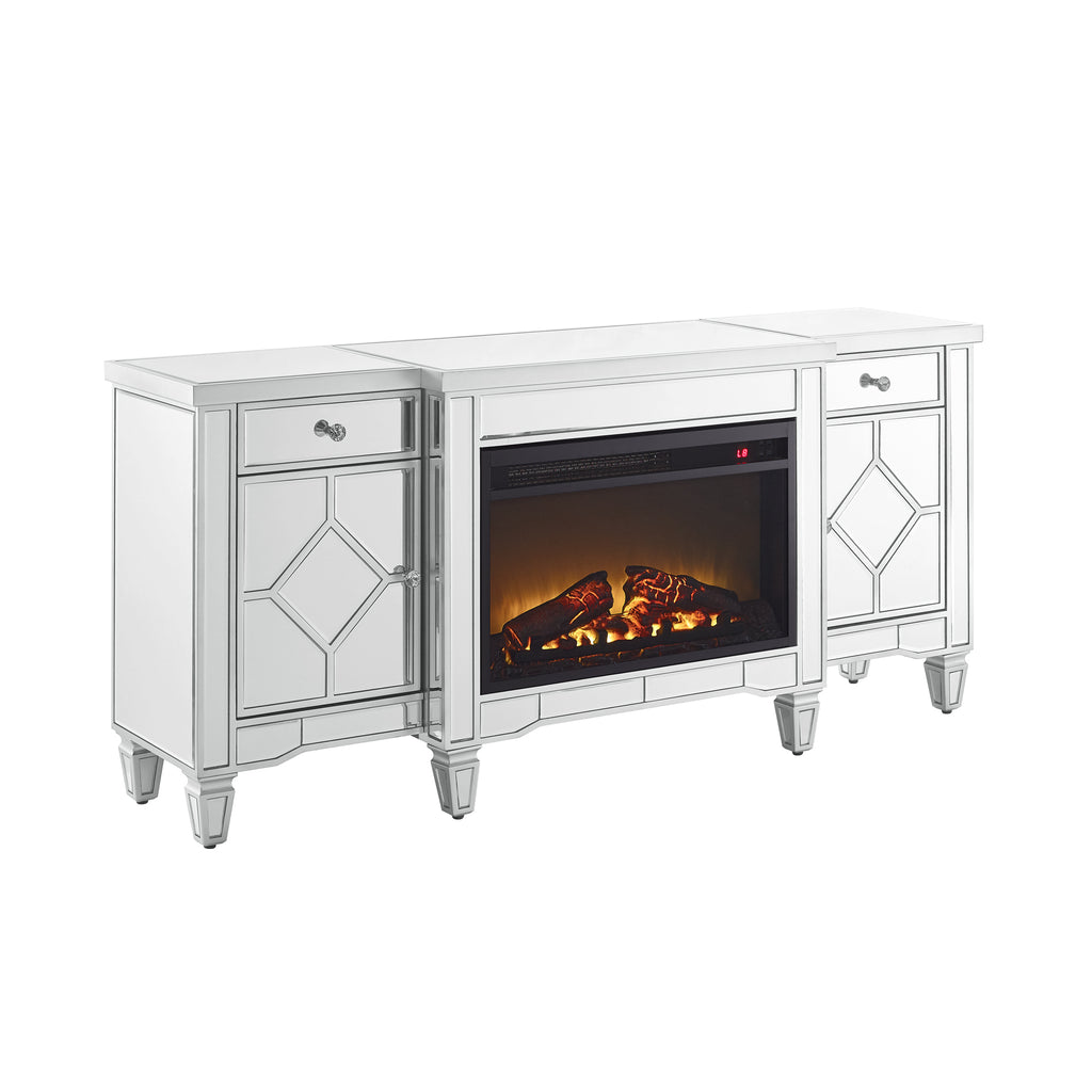 W 57' X D 15 ' X H 25.6' Flash silver combination TV fireplace cabinet - Grand Goldman Shop