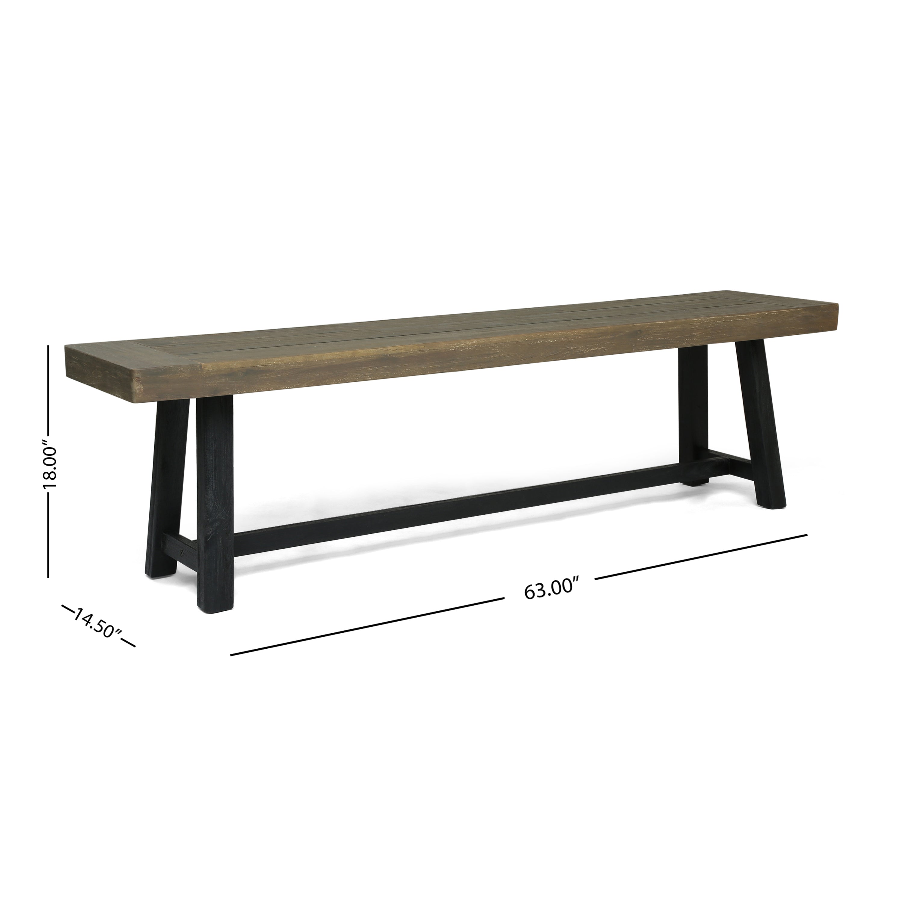Cloud Outdoor Bench with Acacia Wood Frame and Slat Panel Design, Set of 2,Sandblast Grey and Black - Grand Goldman Shop