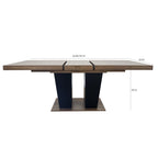 Extendable Dining Room Table for 4-10 People,Wooden Transformer Kitchen Dining Table with Black Double Sturdy Pedestal Base, Modern Expandable Large Table - Grand Goldman Shop
