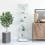 Glass Display Cabinet 4 Shelves with Door, Floor Standing Curio Bookshelf for Living Room Bedroom Office, 64.7'*16.7'*14.3' 
