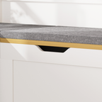 3-Piece L-Shaped Multi-Functional Storage Bench with Cushion, serving as a kitchen corner bench, toy storage box, or reading nook seat., White and Natural, 63'D x 63'W x 19.1'H - Grand Goldman Shop