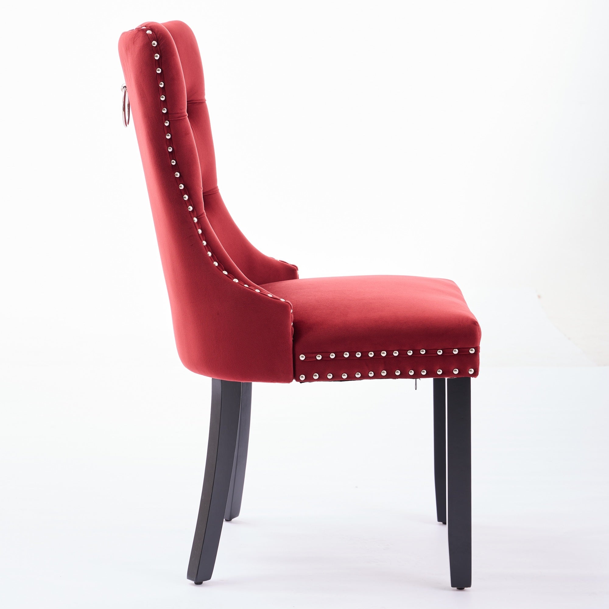 Classic Velvet Dining Chairs,  High-end Tufted Solid Wood Contemporary Velvet Upholstered Dining Chair with Wood Legs Nailhead, SET OF 2,Burgundy, Wine Red,SW2001WR - Grand Goldman Shop