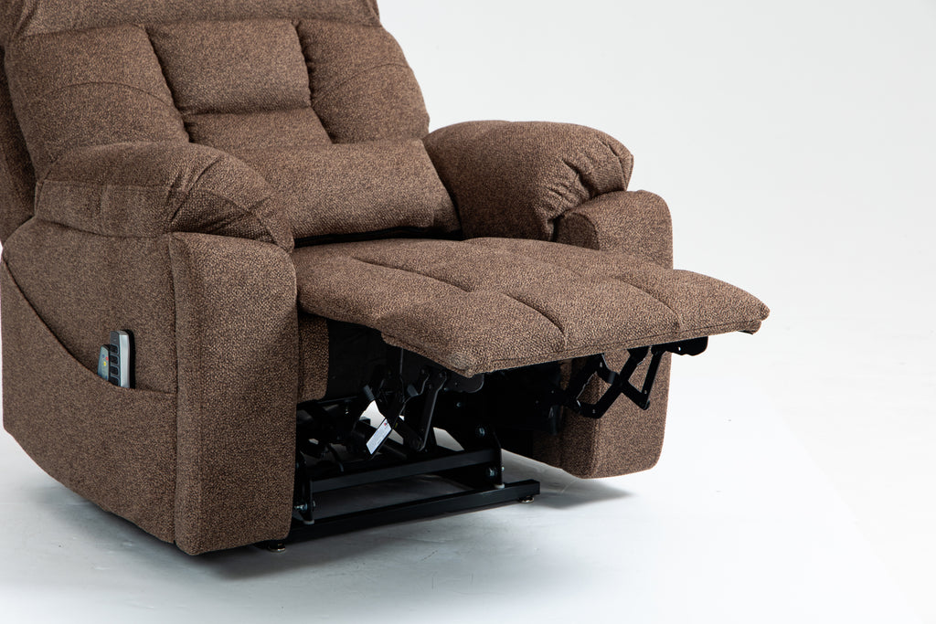 Old age electric lift chair, flat high density foam electric sofa, with heating and massage functions, can tilt to 180 degrees, 2 pocket cup holders, 2 remote controls, 4 OKIN motors - Grand Goldman Shop