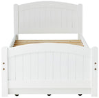 Twin Size Bed w/ Trundle Slats White Pine Plywood Kids Youth Bedroom Furniture | Premium Home Decor - Grand Goldman
