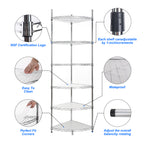 6 Tier Shelf Corner Wire Shelf Rack Adjustable Metal Heavy Duty Free Standing Corner Storage Display Chrome Rack for Bathroom, Living Room, Kitchen - Chrome - Grand Goldman Shop