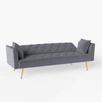 Modern convertible 72 inch foldable sleeper sofa with tufted, American retro style, made of gray velvet material, suitable for small living rooms, bedrooms and offices. gray color - Grand Goldman Shop