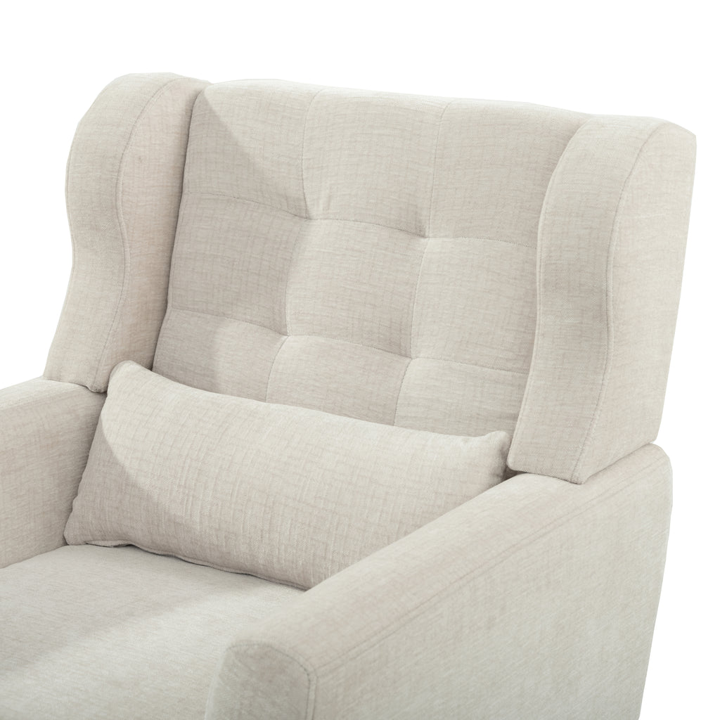 Modern Accent Chair Upholstered Foam Filled Living Room Chairs Comfy Reading Chair Mid Century Modern Chair with Chenille Fabric Lounge Arm Chairs Armchair for Living Room Bedroom (Beige) - Grand Goldman Shop