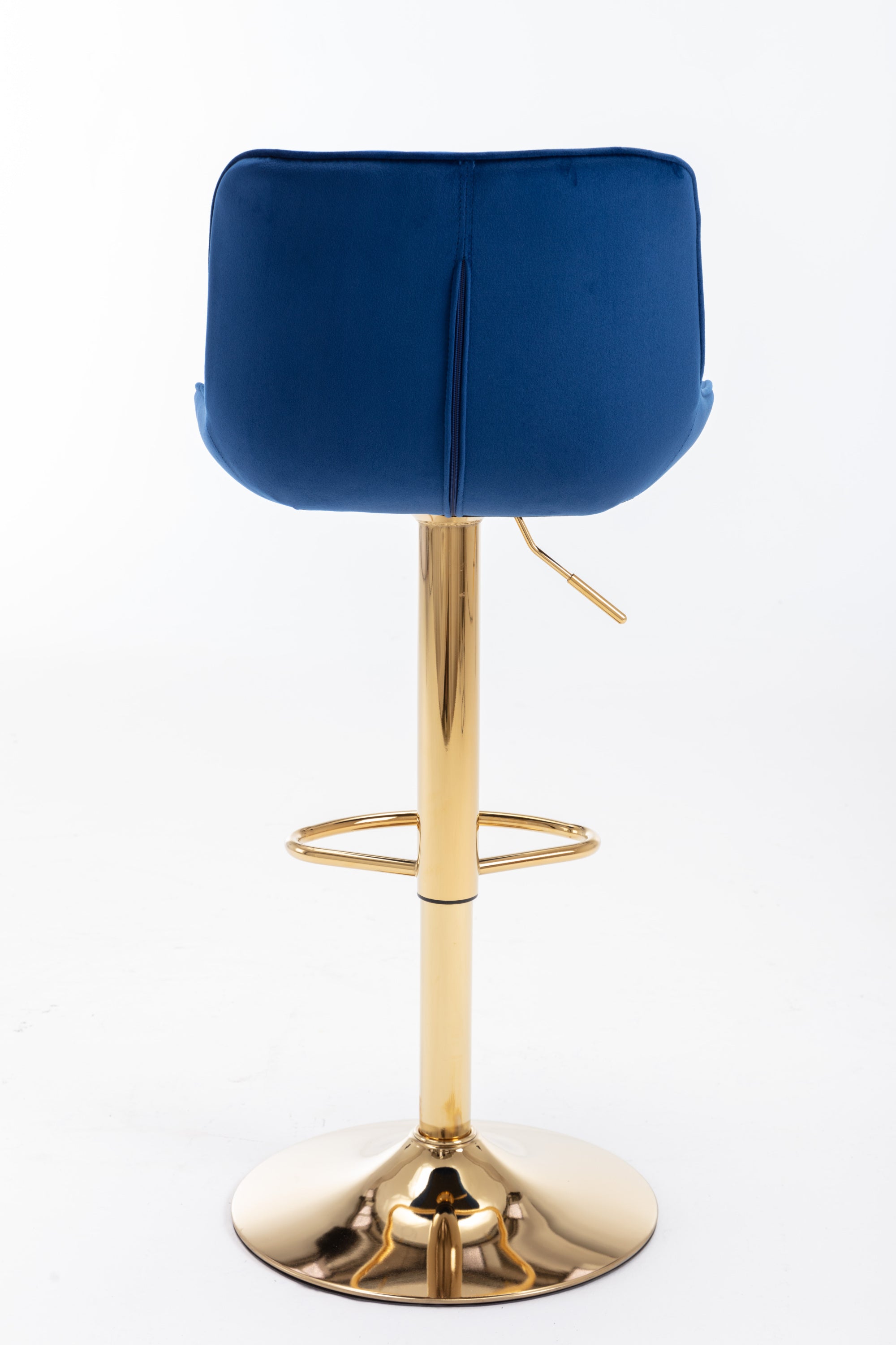 Chrome Footrest and Base Swivel Height Adjustable Mechanical Lifting Velvet + Golden Leg Simple Bar Stool,Set of 2,Navy - Grand Goldman Shop