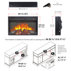 26 inch electric fireplace insert, ultra thin heater with log set & realistic flame, remote control with timer, overheating protection - Grand Goldman Shop