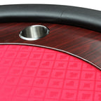 96' Light Series Foldable Poker Table with Wooden Racetrack Felt Stainless Legs Cup Holders Red - Grand Goldman