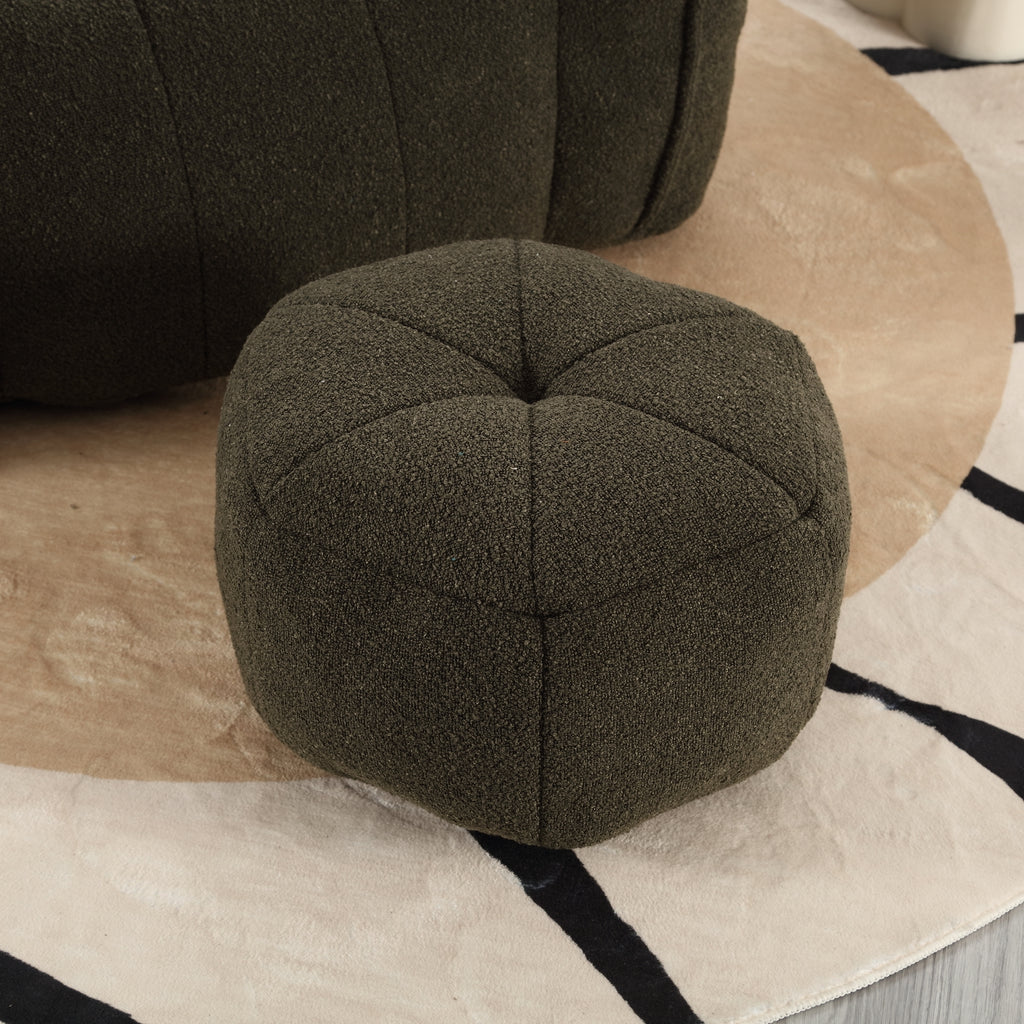 Soft Chenille Bean Bag Chair with High Resilient Foam for Living Room and Bedroom, Comfortable Square Lazy Sofa with Footstool for Adults - Grand Goldman Shop