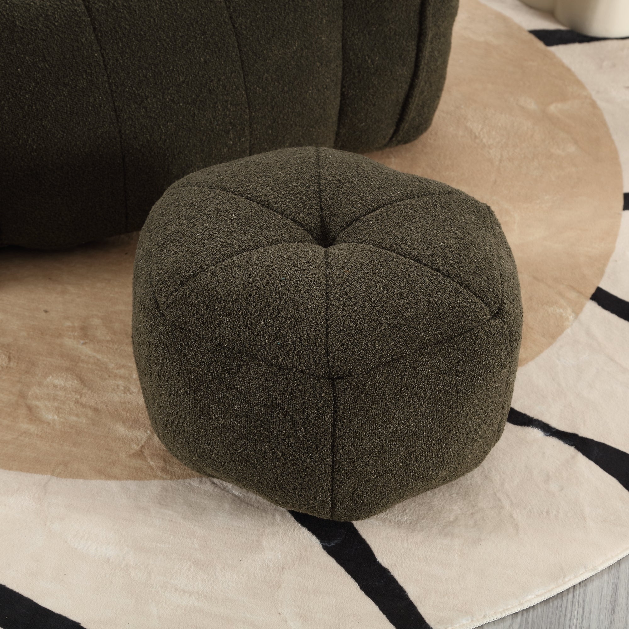 Soft Chenille Bean Bag Chair with High Resilient Foam for Living Room and Bedroom, Comfortable Square Lazy Sofa with Footstool for Adults - Grand Goldman Shop
