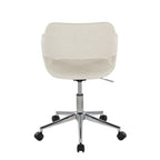 Contemporary Task Chair in Chrome Metal and Cream Faux Leather - Grand Goldman