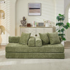 Comfy Convertible Folding Mattress Couch, Floor Sofa Bed, Chenille Floor Sofa with Armrest, Floor Sofa Lounge Couch for Living Room Bedroom Lounge Studio-Green - Grand Goldman Shop